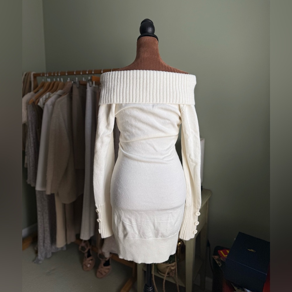 Say What? Cream Off-the-Shoulder Sweater - Picture 5 of 7